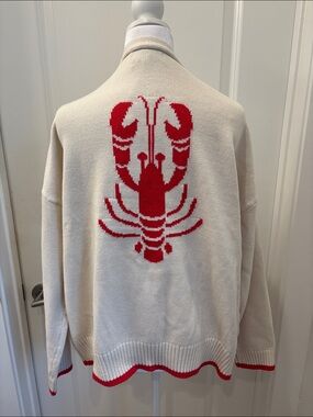 NWT Luna x Sol cream cardigan Sweater with Red Lobster Graphic - XS